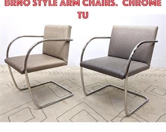 Lot 2059 Pair Knoll Attributed BRNO Style Arm Chairs. Chrome tu