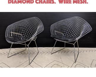 Lot 2061 Pair Chrome Bertoia Diamond Chairs. Wire Mesh.