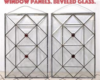Lot 2079 Pair Leaded Glass Window Panels. Beveled Glass.