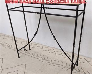 Lot 2081 Travertine Marble Top Iron Base Hall Console Table.