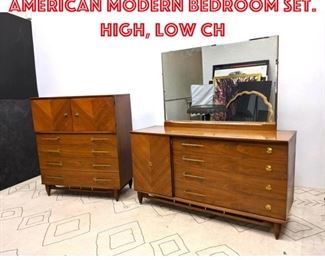 Lot 2130 HARMONY HOUSE American Modern Bedroom Set. High, low Ch