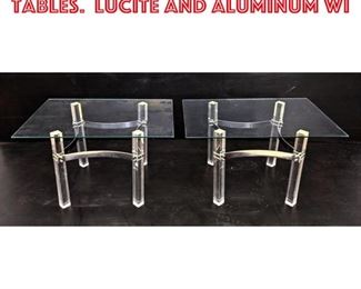 Lot 2133 Mid Century Modern Side Tables. Lucite and aluminum wi