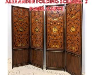 Lot 2138 Pair THEODORE ALEXANDER Folding Screens. 2 Panel carve