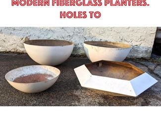 Lot 2140 4pcs Mid Century Modern Fiberglass Planters. Holes to