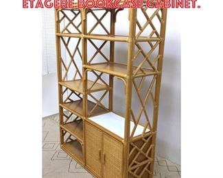 Lot 2142 Bamboo and Rattan Etagere Bookcase Cabinet.