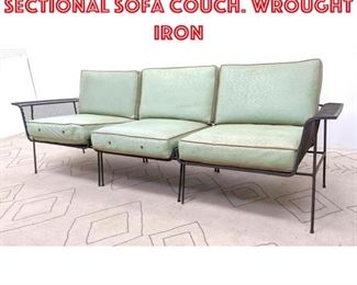 Lot 2145 Salterini Style 3pc Sectional Sofa Couch. Wrought iron
