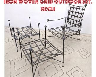 Lot 2148 3pc MARIO PAPPERZINI Iron Woven Grid Outdoor Set. Recli