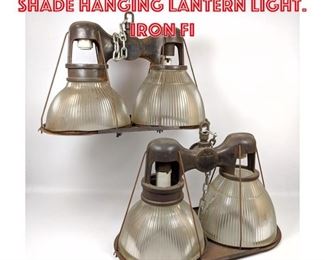 Lot 2154 2 HOLOPHANE Double Shade Hanging Lantern Light. Iron Fi