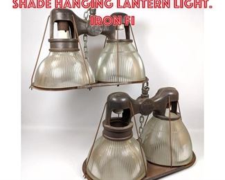 Lot 2157 2 HOLOPHANE Double Shade Hanging Lantern Light. Iron Fi