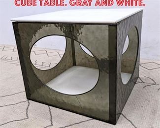 Lot 2172 Retro Modern Plastic Cube Table. Gray and white.