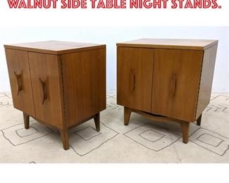 Lot 2177 Pair American Modern Walnut Side Table Night Stands.