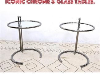 Lot 2180 Pair Eileen Gray Style Iconic Chrome Glass Tables.