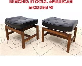 Lot 2183 Pair JENS RISOM Style Benches Stools. American Modern W