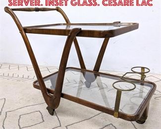 Lot 2189 Italian Modern Bar Cart Server. Inset glass. CESARE LAC