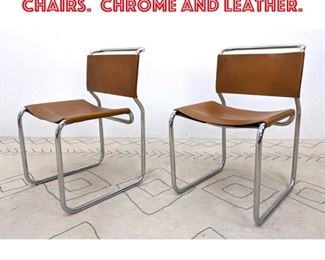 Lot 2198 Pair Nicos Zographos Chairs. Chrome and Leather.