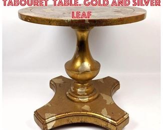 Lot 2201 Small James Mont Tabouret Table. Gold and silver leaf