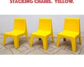 Lot 2205 Set 3 POLYZIV Plastic Stacking Chairs. Yellow.