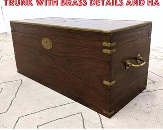 Lot 2214 Campaign Style Lift Top Trunk with Brass Details and Ha
