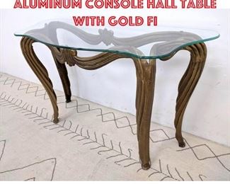 Lot 2219 Decorator Cast Aluminum Console Hall Table with Gold Fi