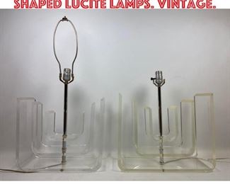 Lot 2223 Pr of Concentric U shaped Lucite lamps. Vintage.
