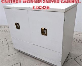 Lot 2225 White Painted Mid Century Modern Server Cabinet. 2 Door