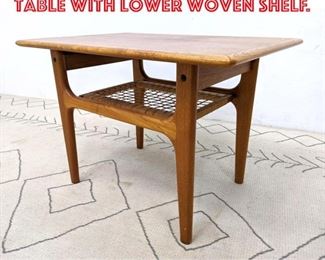 Lot 2232 Danish Modern Teak Side Table with Lower Woven Shelf.