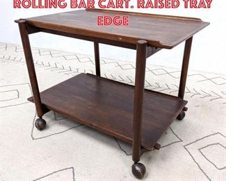 Lot 2233 RAYMOR Danish Modern Rolling Bar Cart. Raised tray edge
