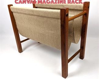 Lot 2239 Danish Modern Teak and Canvas Magazine Rack.