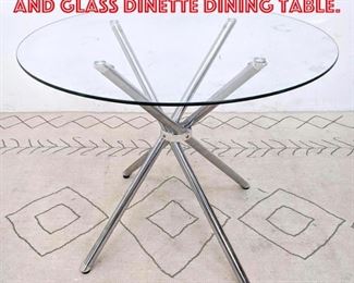 Lot 2244 Modernist Style Chrome and Glass Dinette Dining Table.