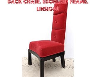 Lot 2255 James Mont Red Tall Back Chair. Ebonized frame. Unsigne