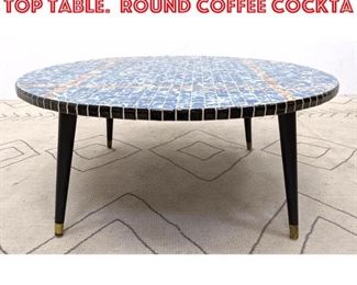 Lot 2269 Mid Century Modern Tile Top Table. Round Coffee Cockta