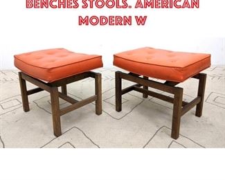 Lot 2271 Pair JENS RISOM Style Benches Stools. American Modern W
