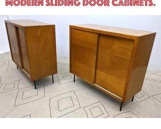 Lot 2282 Pair Mid Century Modern Sliding Door Cabinets.