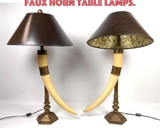 Lot 2287 Pair Decorator and Faux Horn Table Lamps.