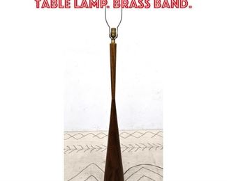 Lot 2292 Tall Walnut Corseted Table Lamp. Brass band.