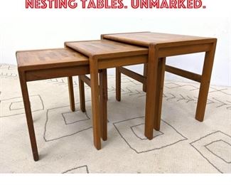 Lot 2295 Set 3pcs Danish Teak Nesting Tables. Unmarked.