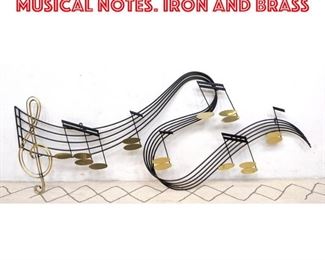 Lot 2307 C. JERE Wall Sculpture of Musical Notes. Iron and brass