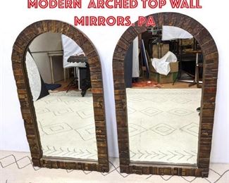 Lot 2308 Pair Of Mid Century Modern Arched Top Wall Mirrors. Pa