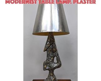 Lot 2311 Brutalist Silver and Gold Modernist Table Lamp. Plaster