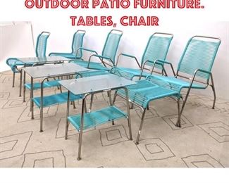 Lot 2321 10pcs 50s Modern Outdoor Patio Furniture. Tables, Chair