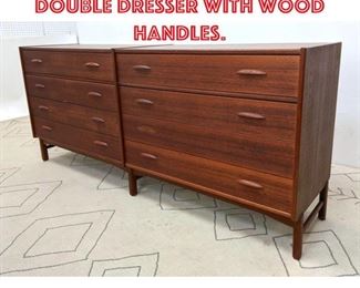 Lot 2324 Danish Modern Teak Double Dresser with Wood Handles.