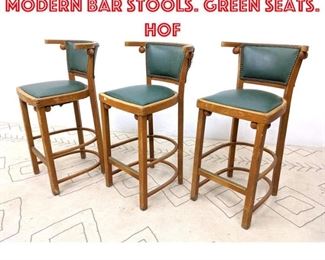 Lot 2336 Set 3 Thonet style Modern Bar Stools. Green seats. Hof