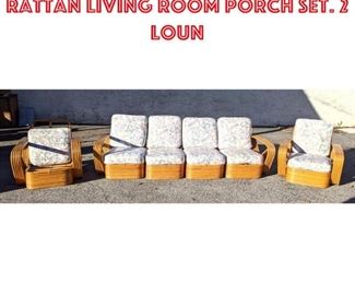 Lot 2353 PAUL FRANKL Bamboo Rattan Living Room Porch Set. 2 Loun