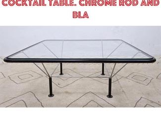 Lot 2356 Italian Style Coffee Cocktail Table. Chrome rod and Bla