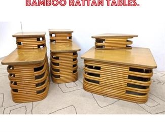 Lot 2361 3pcs PAUL FRANKL Bamboo Rattan Tables.