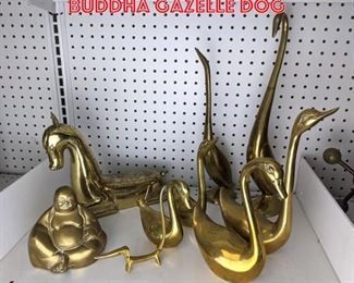 Lot 2458 Lot Brass swans and Buddha Gazelle dog