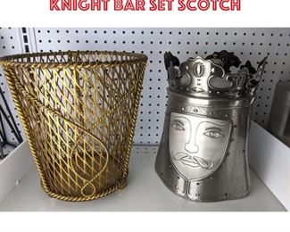 Lot 2460 Mesh Waste Basket and Knight bar set Scotch