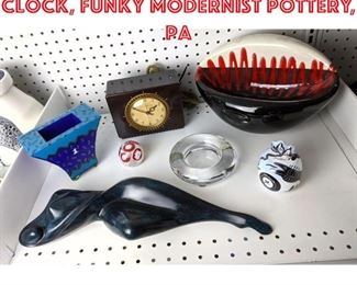 Lot 2474 KOSTA BODA, GE alarm clock, funky Modernist pottery, Pa