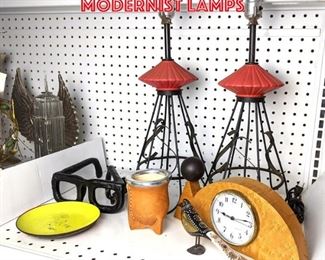 Lot 2476 Copper plates and modernist lamps