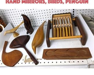 Lot 2479 Wood ware lot, Artisan hand Mirrors, Birds, Penguin